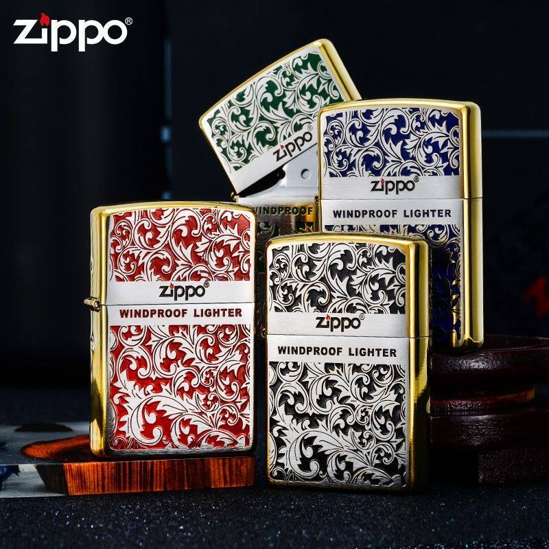 Zippo富贵唐草双面雕刻标志