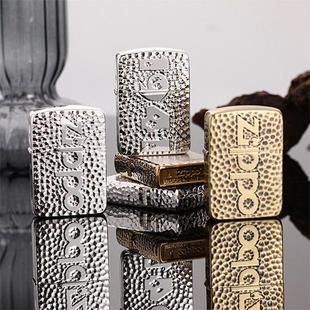 Zippo正版煤油打火机1941复刻版军机陨石坑精雕之宝商务送礼男士