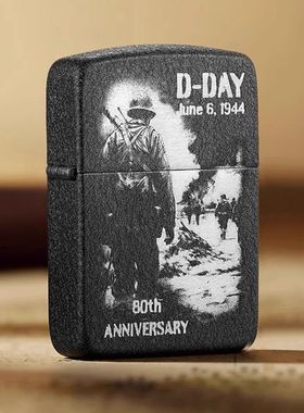正品美版Zippo 1941D-DAY诺曼底 80周年黑裂漆 46261限量版打火机