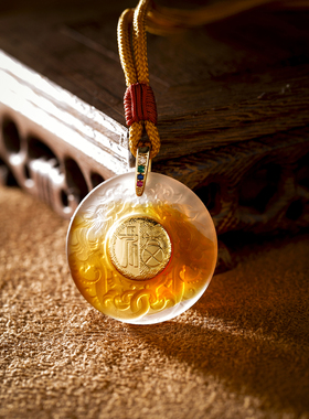 古法男女琉璃镶金项链龙年新年