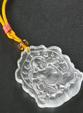 古法琉璃莲花弥勒佛白色佛牌