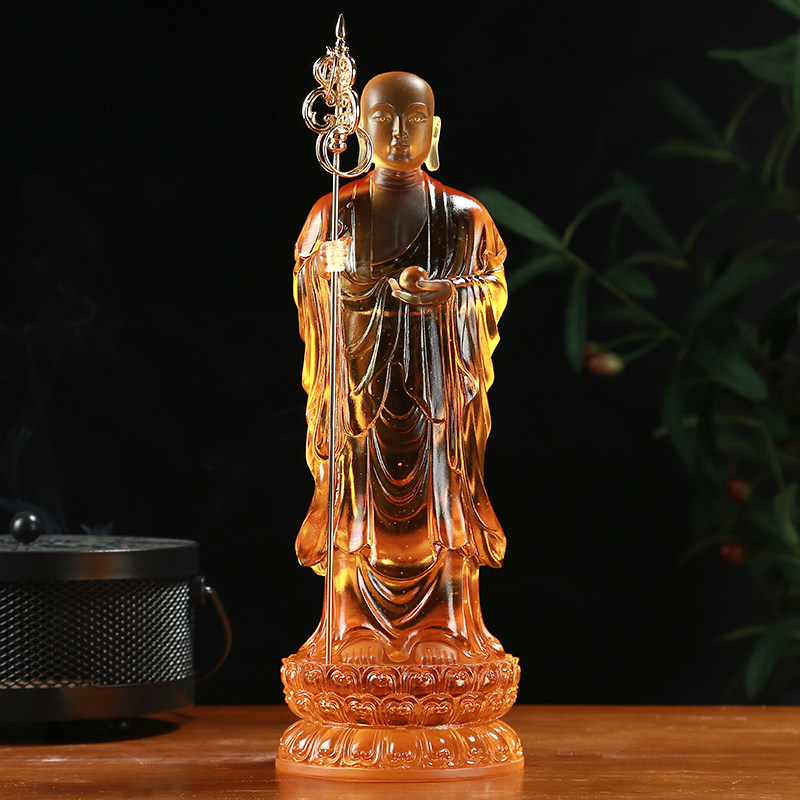 古法琉璃九华山地藏王供奉摆件