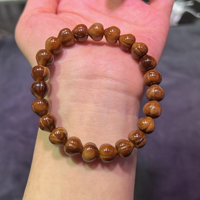 天然高抛库克屁桃单圈手串高油高密菩提念珠佛珠文玩库克盘玩手链