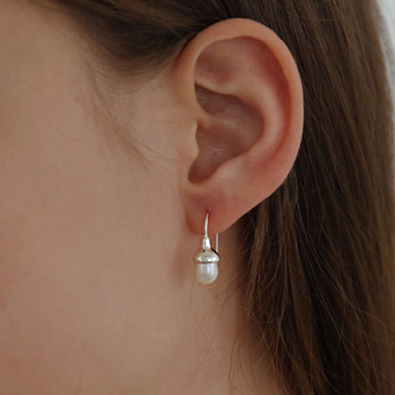 s925纯银天然珍珠小灯泡耳环