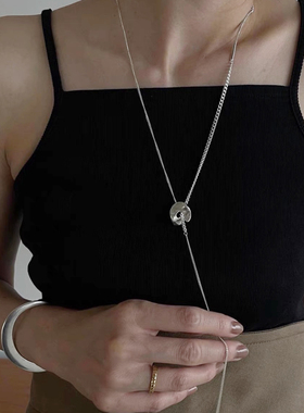 松本惠奈镀银色双层拼接项链