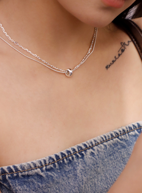JILIFANG百搭简约高级感ins双层叠戴链条转运珠蛇骨锁骨链项链女
