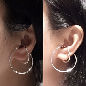 独立设计师/时髦立体极简莫比乌斯交叉缠绕耳夹女 无耳洞可戴耳环