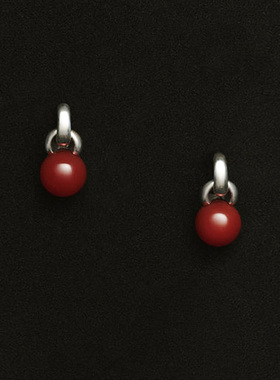 小众设计师新年开运红色天然玛瑙珠冷淡风高级感耳环s925银针耳钉