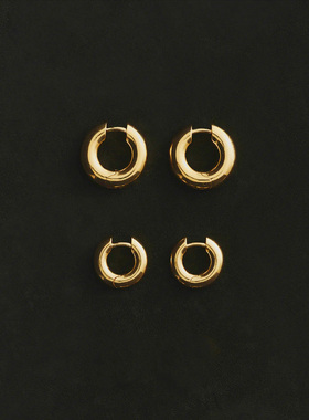 JILIFANG时髦hoop极简风欧美百搭光面圆环素圈镀金属耳扣中性耳环