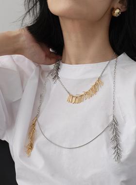 JILIFANG金银撞色复古法式项链