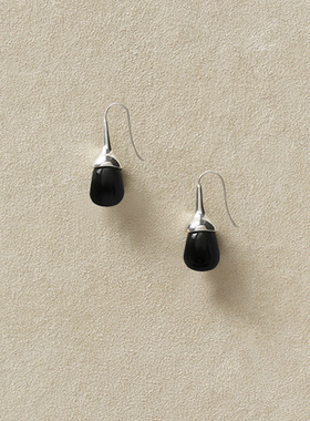 JILIFANG以色列小众设计高级感个性复古简约冷淡风黑色水滴耳环女