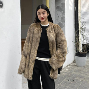 爆款洋气狐狸环保皮草女款2025新款海宁时尚中长年轻款毛毛外套冬