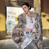 海宁爆款 高级感豹纹环保皮草女款 2025新款 年轻毛茸茸狐狸外套冬厚