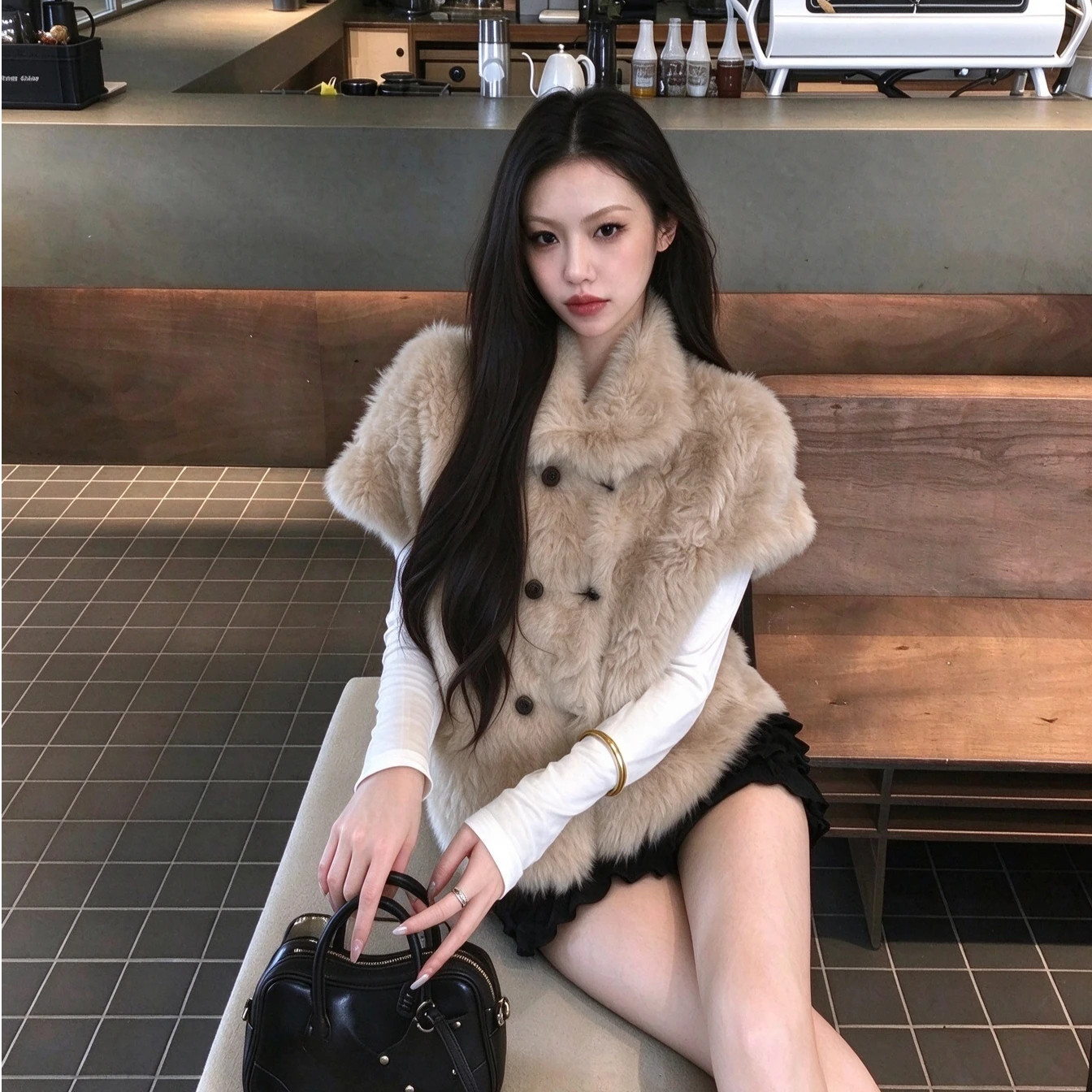 Alfanss人造美学轻皮草穿搭。