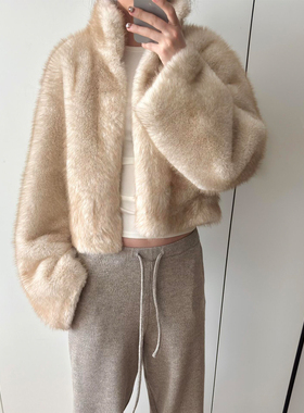 皮毛一体海宁进口貂皮大衣2025新款女小个子年轻环保皮草毛毛外套