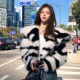 年轻款 海宁时尚 皮草外套女2025新款 斑马纹大领环保狐狸毛大衣冬厚