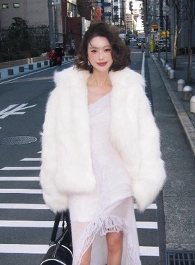 年轻款狐狸环保皮草女款2025新款海宁爆款洋气白色毛毛外套冬厚
