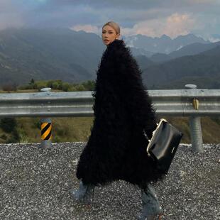 皮草大衣冬厚 韩系海宁年轻款 超好看黑色长款 羊羔毛外套女2025新款