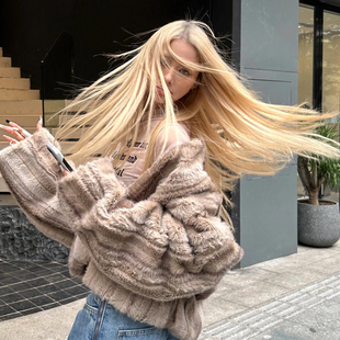 冬厚 貂皮大衣女短款 咖色整貂水貂皮草外套2025新款 海宁环保年轻款