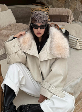 高级感白色加绒皮衣2025新款今年流行爆款小个子仿绵羊皮毛毛上衣