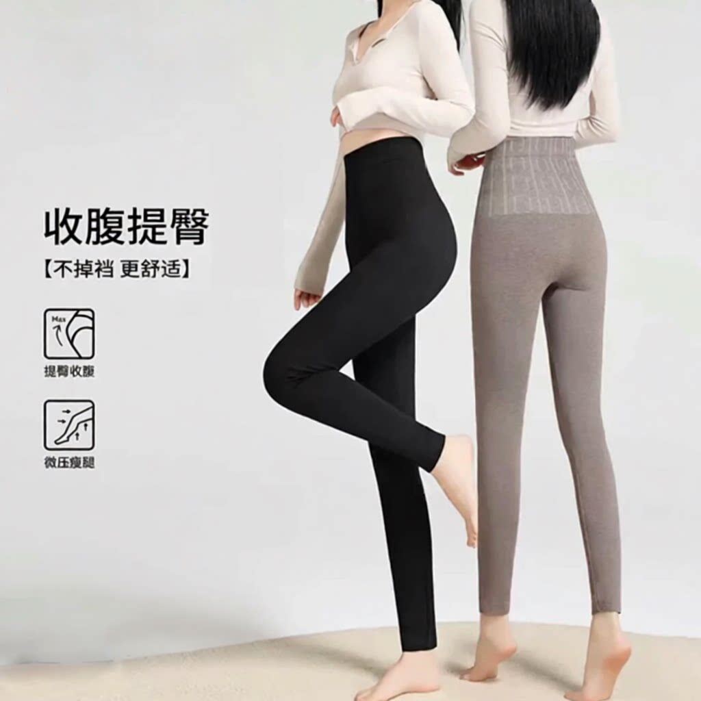 秋冬加绒打底裤女外穿高腰显瘦美体保暖裤高弹收腹大码九分棉裤