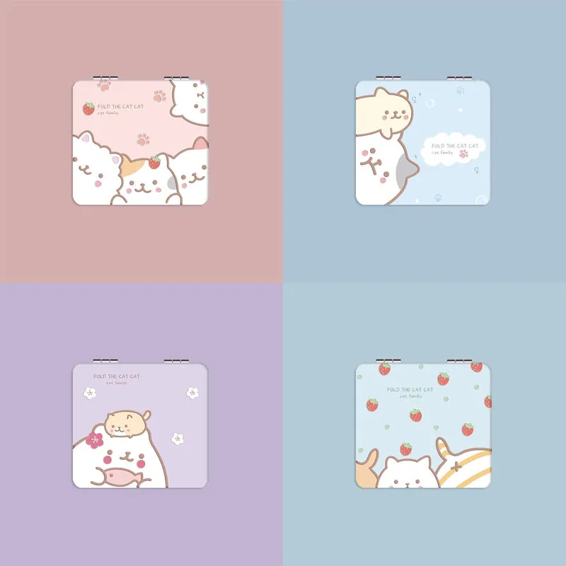 小清新双面可爱折叠化妆镜子时尚便携学生宿舍方形迷你随身梳妆镜