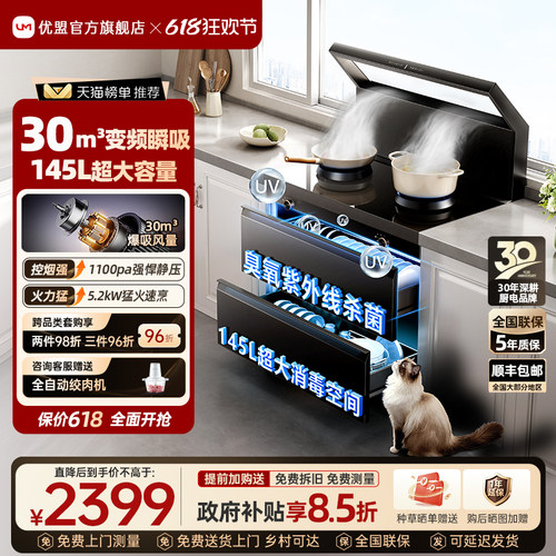 优盟145L变频集成灶变频大吸力