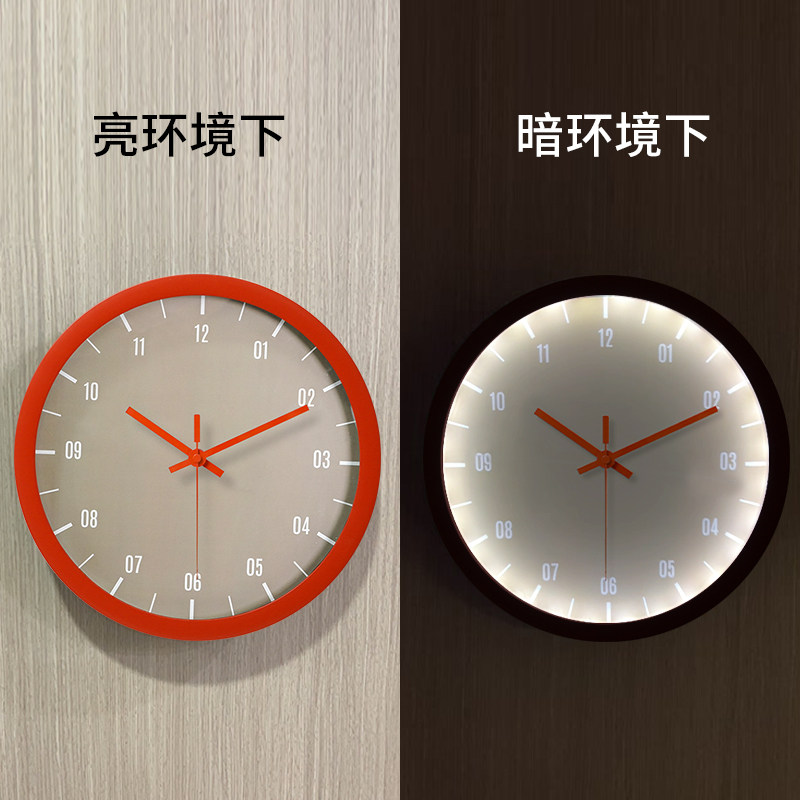 智能声控LED夜光挂表客厅钟表家用客厅挂墙时钟静音简约卧室挂钟