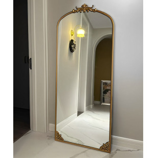 法式 轻奢落地镜高级衣帽间家用卧室壁挂试衣镜 复古雕花全身镜欧式