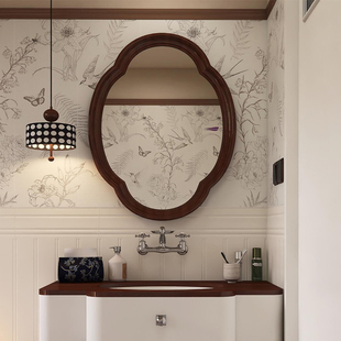 新中式卫生间浴室镜侘寂风中古家用化妆镜高级智能酒店民宿装饰镜