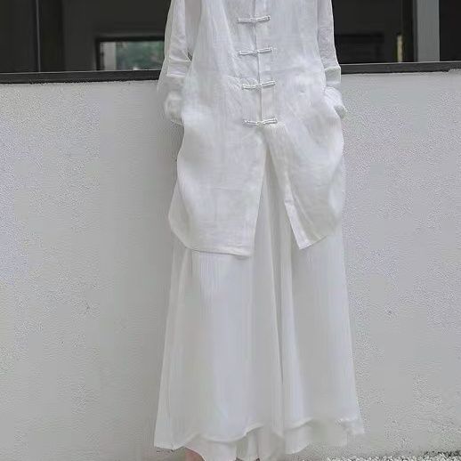 利休白茶自制禅意盘扣宽