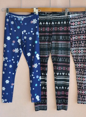 女童打底裤弹性好儿童雪花条纹九分裤子春秋柔软中大童装120-160