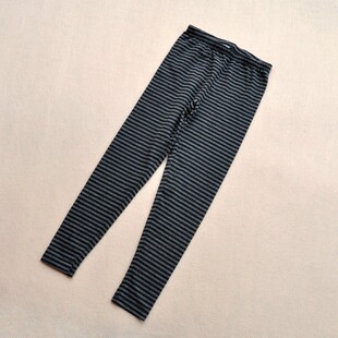 春秋特价 女宝宝黑灰条纹休闲儿童全棉长裤 弹力棉小脚裤 女童打底裤
