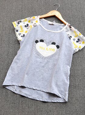 女童全棉短袖夏季雪纺卡通上衣
