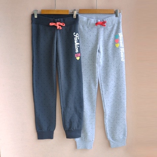 女童加绒裤春秋冬抓绒休闲裤运动跑步体育课儿童亲子圆点长裤子