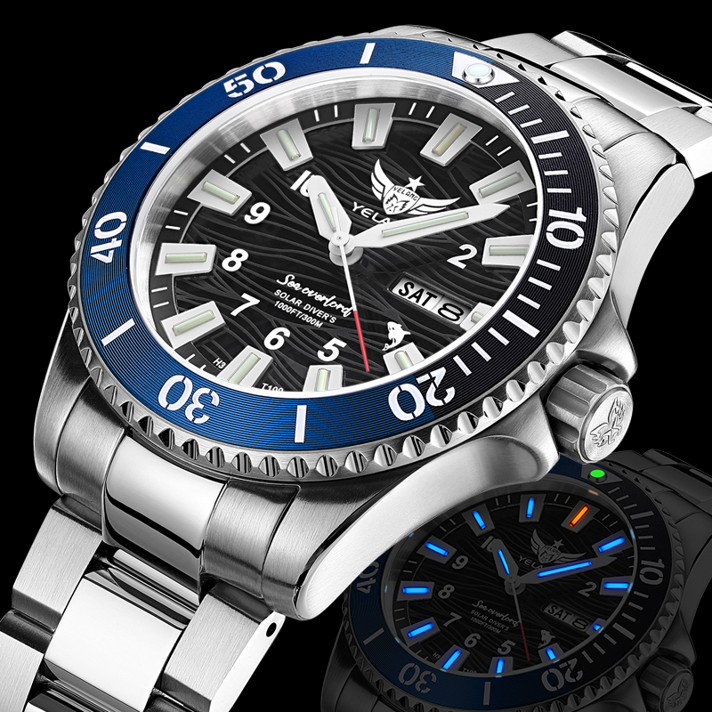 正品氚气夜光防水男士光能表1217