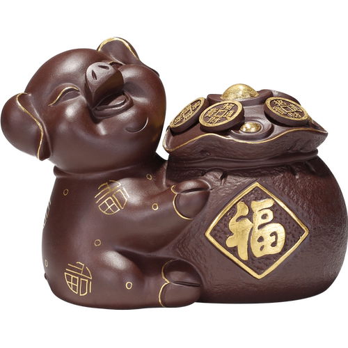 金猪纳福 茶宠 原矿紫泥 宜兴紫砂雕塑 做工精致高档茶宠摆件