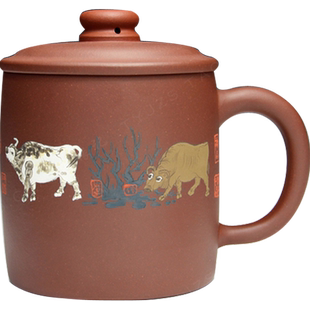 牛转乾坤五牛图全手工彩绘内壁章名家冯耀芬宜兴紫砂杯教师节送礼