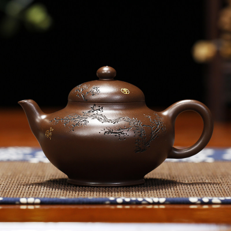 合欢/汉瓦原矿老紫泥正高工吴扣华全手工紫砂壶收藏送礼品茗茶具