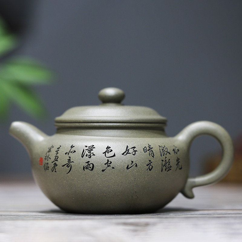 仿古/德钟/牛盖莲子研高陈宏林纯全手工老青段精品紫砂壶高端限量