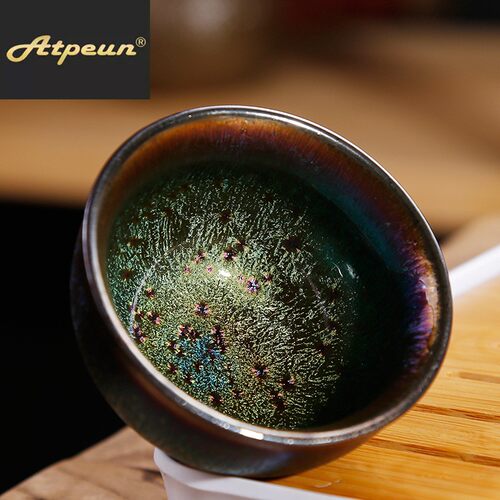 ATPEUN窑变单杯窑变建盏天目金小茶杯茶具陶瓷家用主人杯泡茶碗高