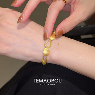 不掉色中古vintgaer椭圆拉丝手链女款轻奢小众精致高级感气质手饰