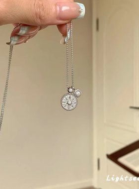 S925纯银星芒罗盘吊坠项链高级感