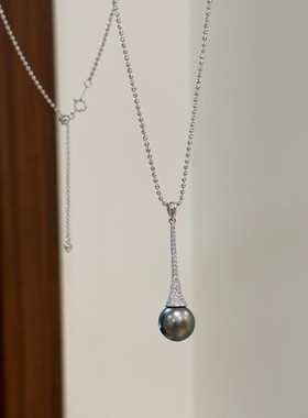 重工仿S家珍珠水滴吊坠y字项链女