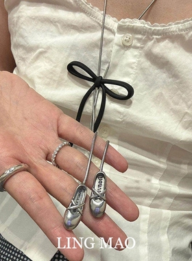 芭蕾鞋蝴蝶结长款项链高级感轻奢