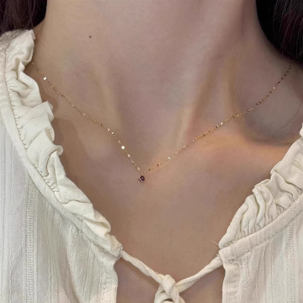 极细紫色不规则项链高级轻奢小众
