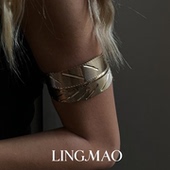 复古vintage金色羽毛环形手镯臂环手臂配饰小众时髦个性 欧美手饰