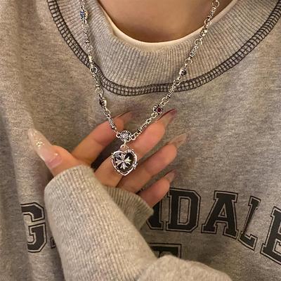 韩系黑色爱心十字架项链2025新款