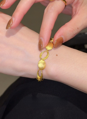 不掉色中古vintgaer椭圆拉丝手链