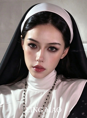 万圣节暗黑系修女头巾发带女头纱
